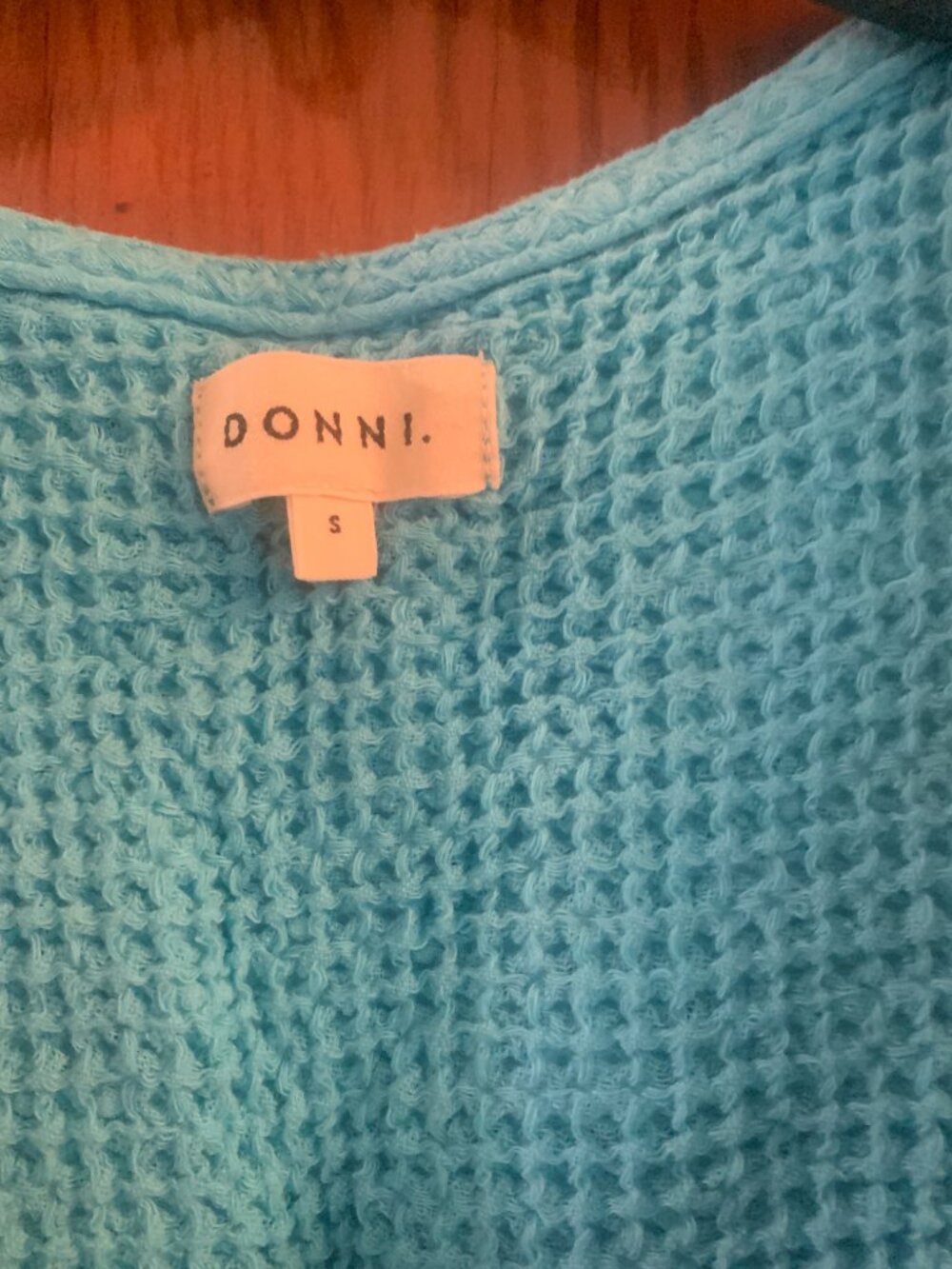 DONNI. Cotton Cropped Waffle Knit Vest Top in Aruba Size Small - Picture 3 of 6